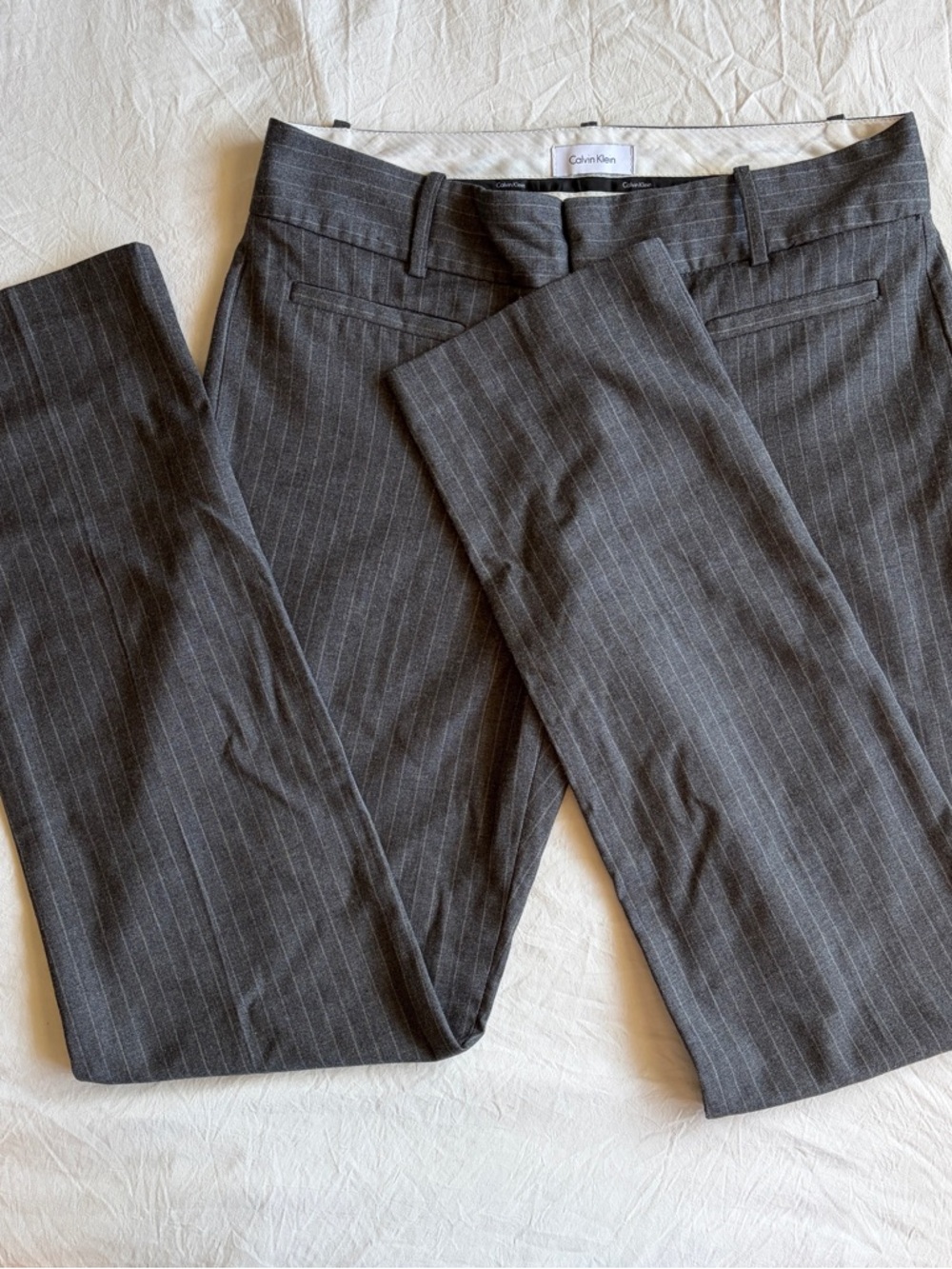 Calvin Klein Gray Pinstripe Dress Pants